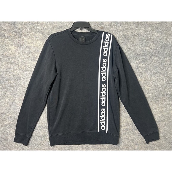 Adidas Sweater Mens Adult Medium Black‎ Crew Neck Pullover Casual Warm Shirt - Picture 1 of 10